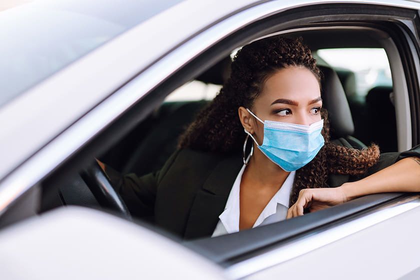 3 Women in The Car with Face Mask