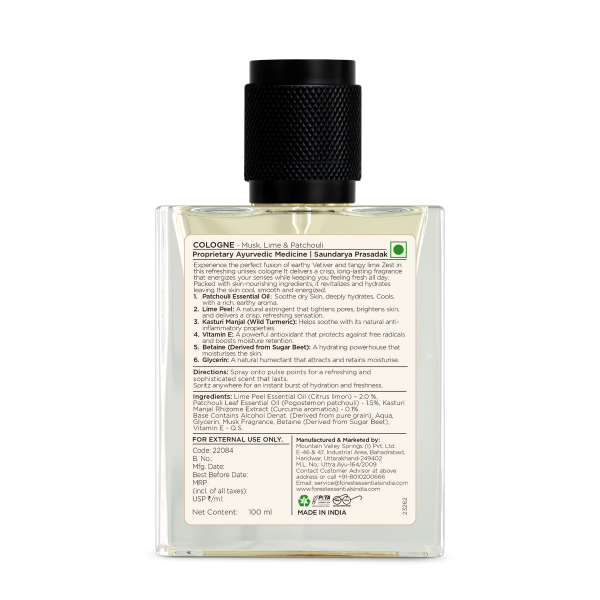 Cologne - Musk, Lime & Patchouli