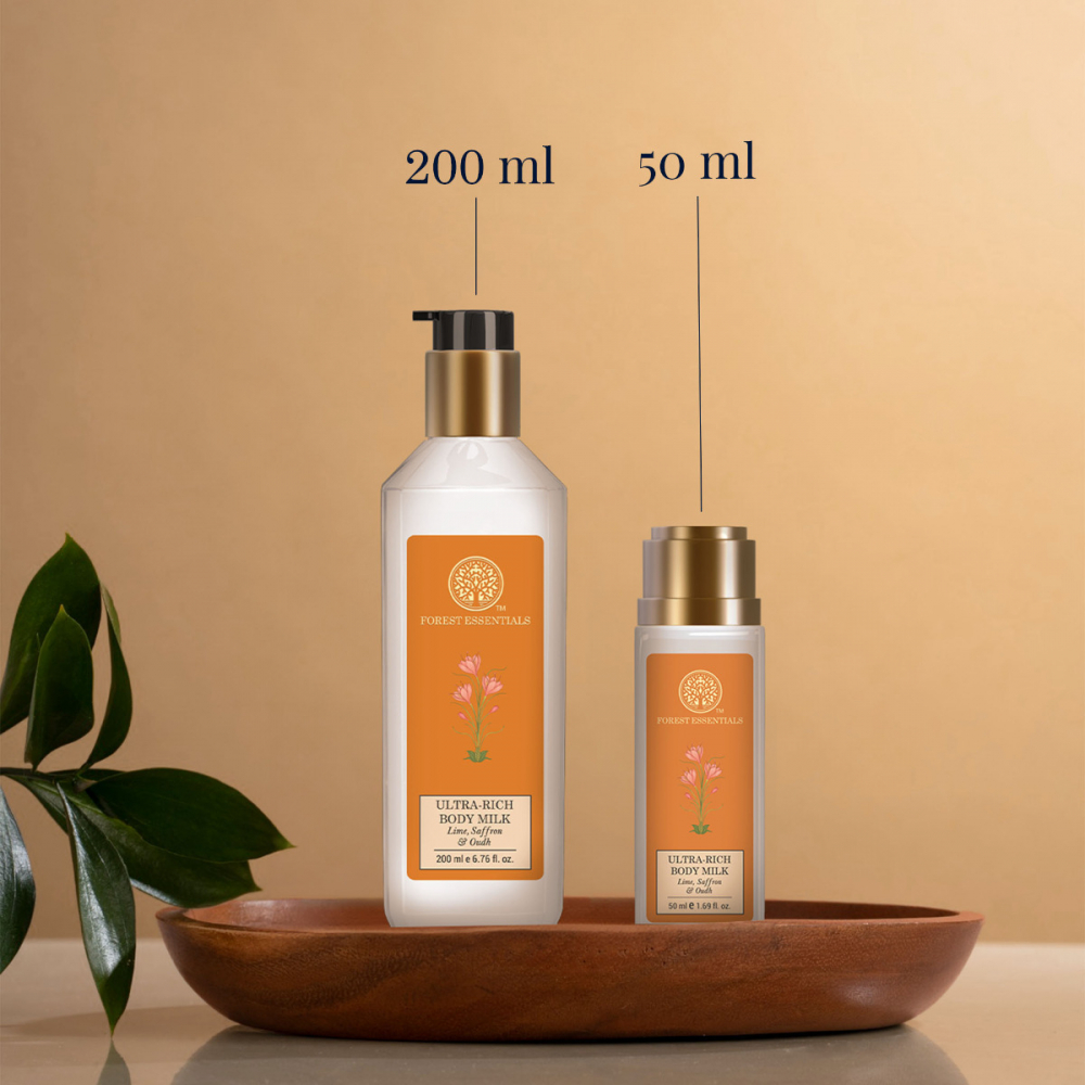 Ultra-Rich Body Milk Lime Saffron & Oudh (50ml) – Forest Essentials