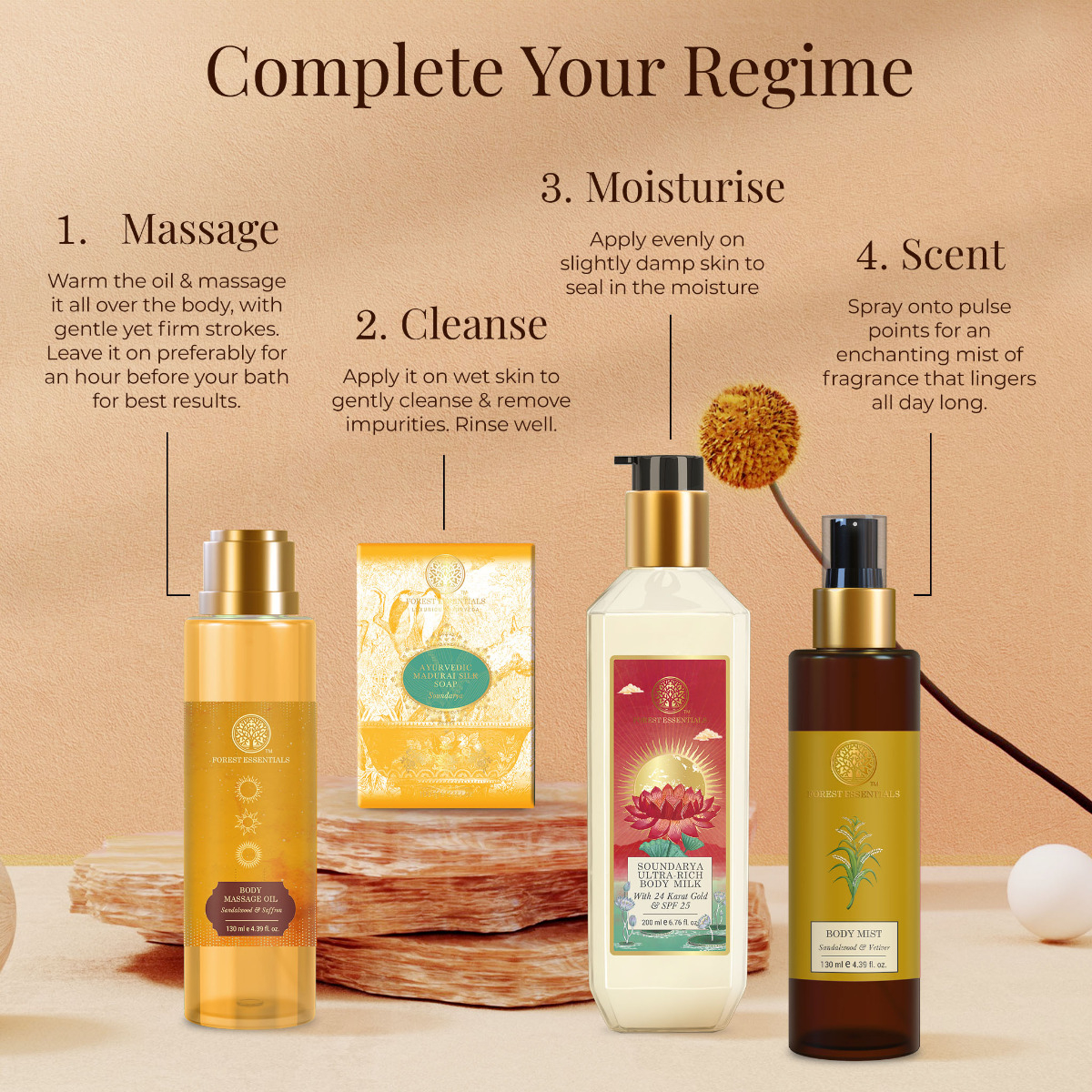 Body Massage Oil Sandalwood and Saffron | Forest Essentials