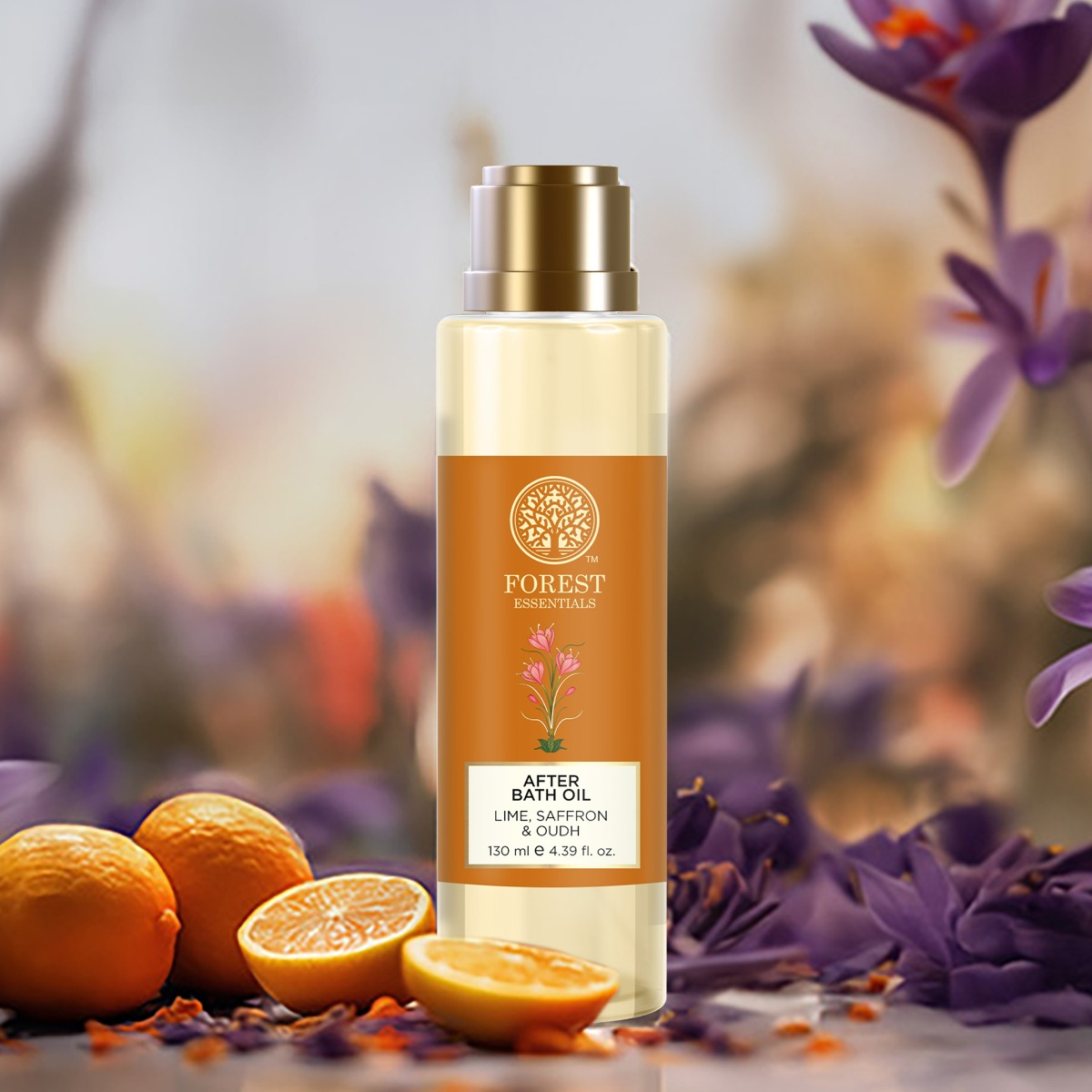 After Bath Oil Lime Saffron & Oudh (130ml) – Forest Essentials