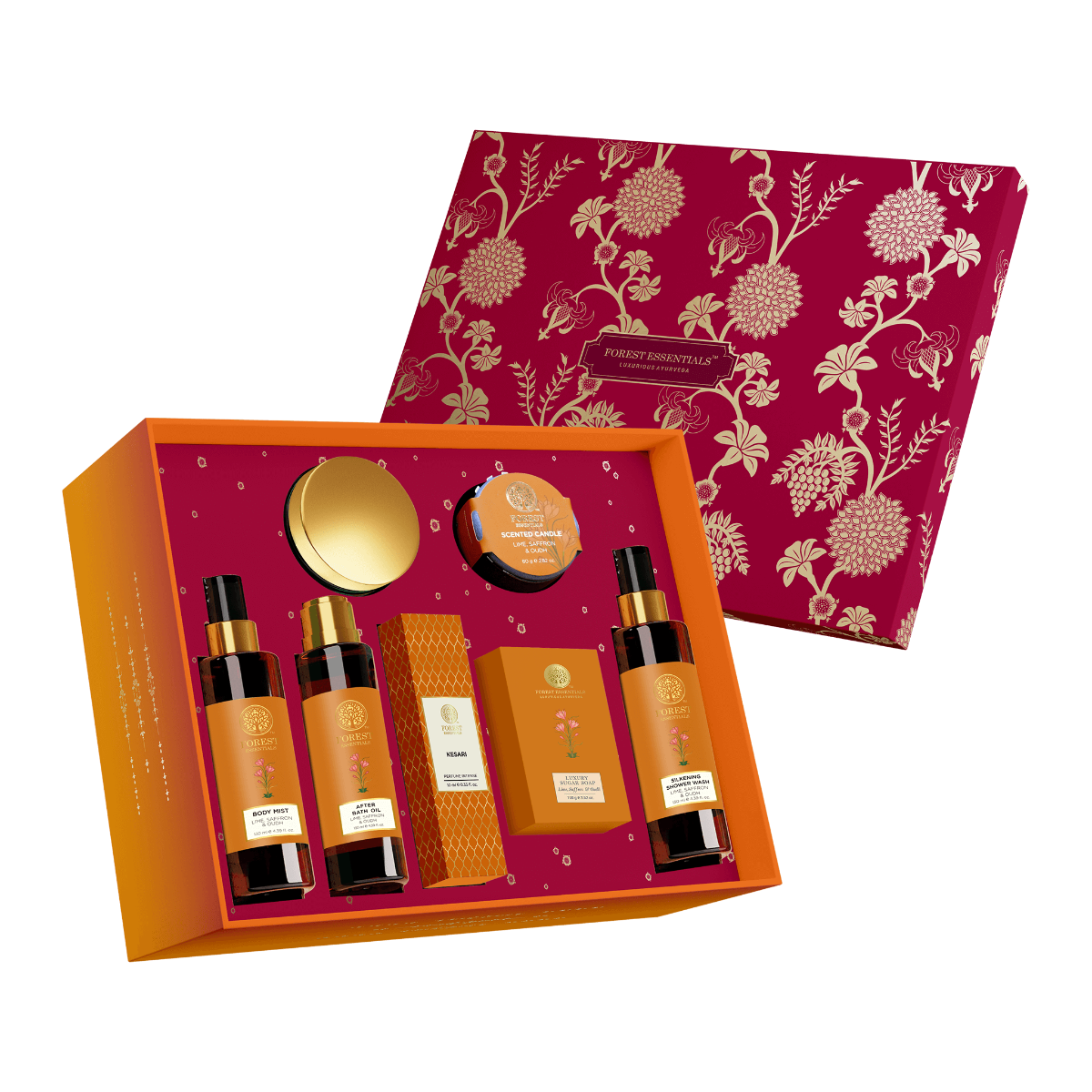 Opulence Bath Essentials Gift Box With Scented Candle | Forest