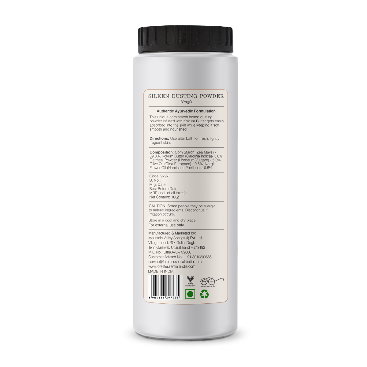 Silken Dusting Powder Nargis (100g) | Forest Essentials